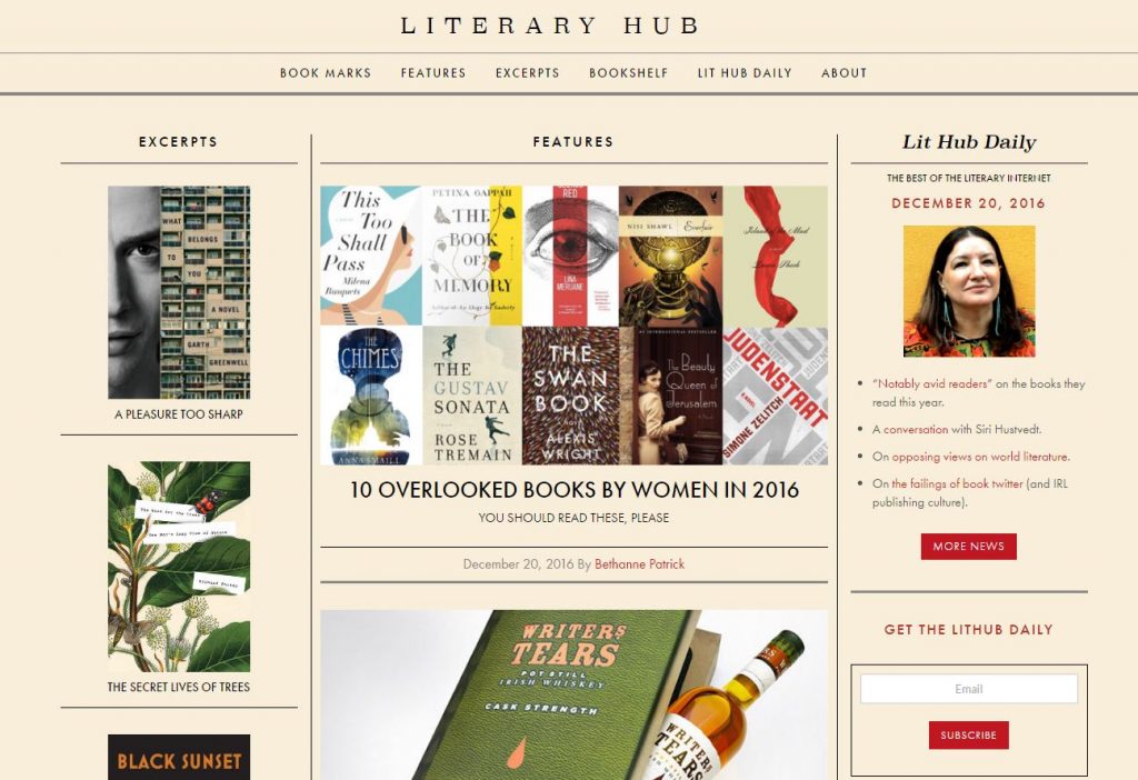 Literary Hub home page