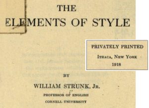 Title page, Elements of Style, 1918