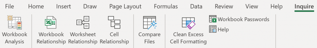 The Inquire tab for Microsoft Excel