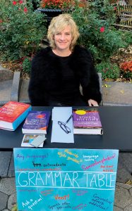 Ellen Jovin at the Grammar Table, Verdi Square, Manhattan