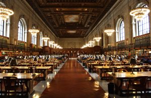 Interior of a stately, academic-looking library