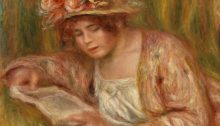 Andrée in a Hat, Reading, by Pierre-Auguste Renoir