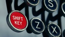 Red shift key on an old-fashioned typewriter