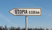 Road sign pointing to Utopia