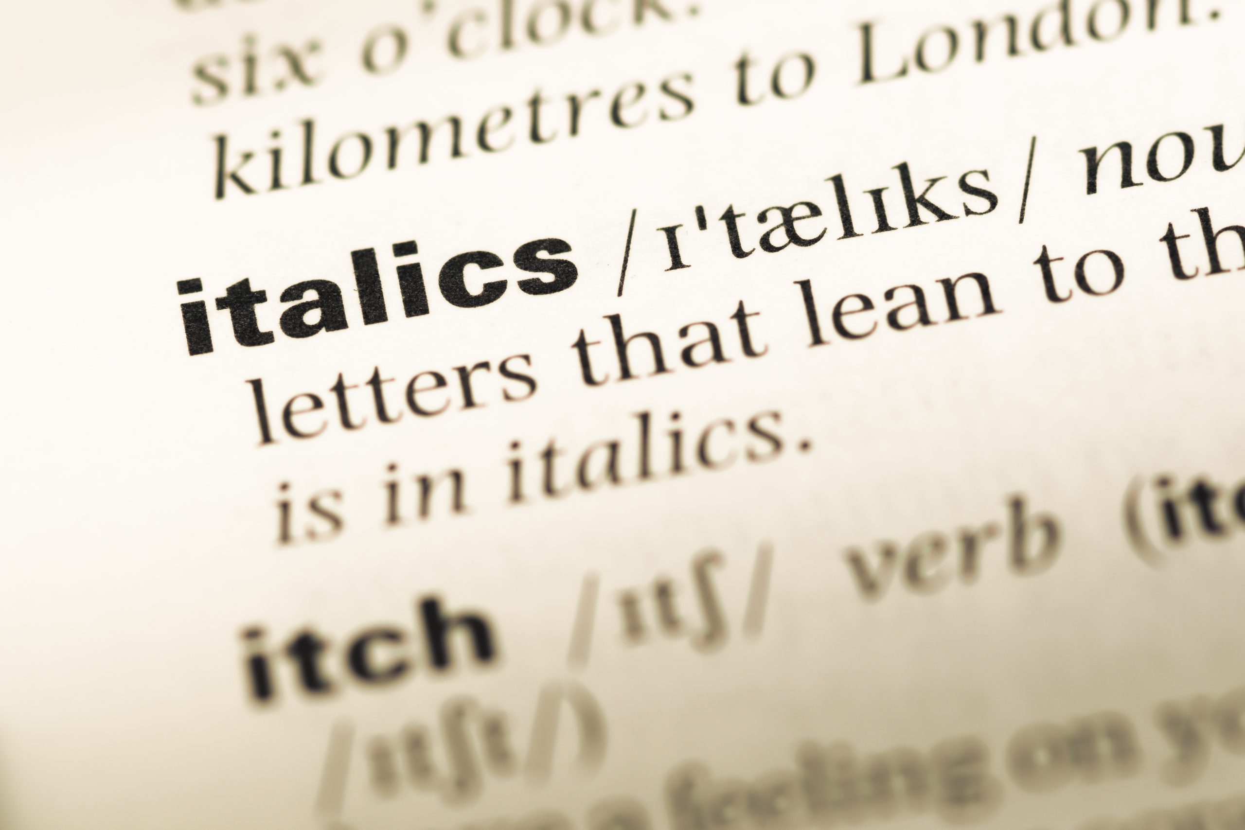 What Does The Word Italics Mean In English