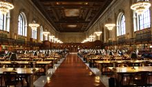 Interior of a stately, academic-looking library