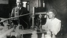 Pierre and Marie Curie in the laboratory