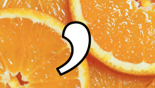 Orange slices separated by comma